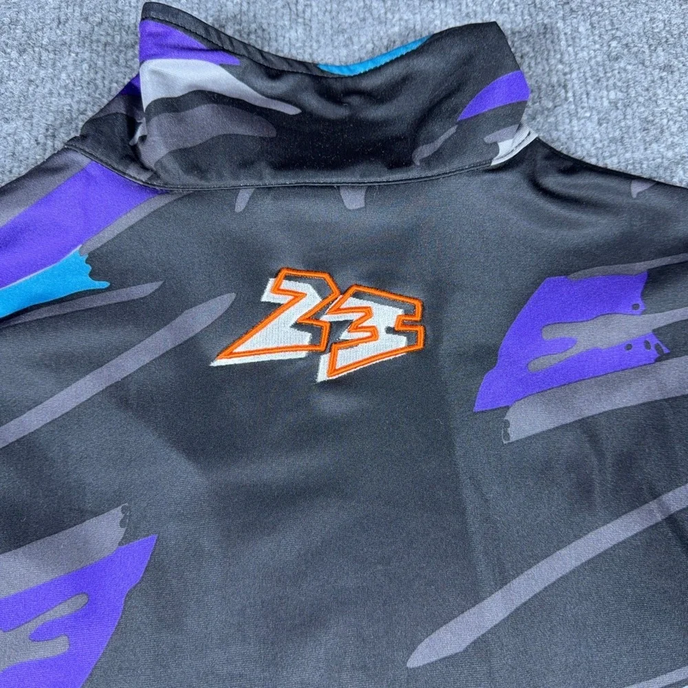 Jordan Brand Men XL Black Purple Blue Camo Upside Down Zipper Track Jacket